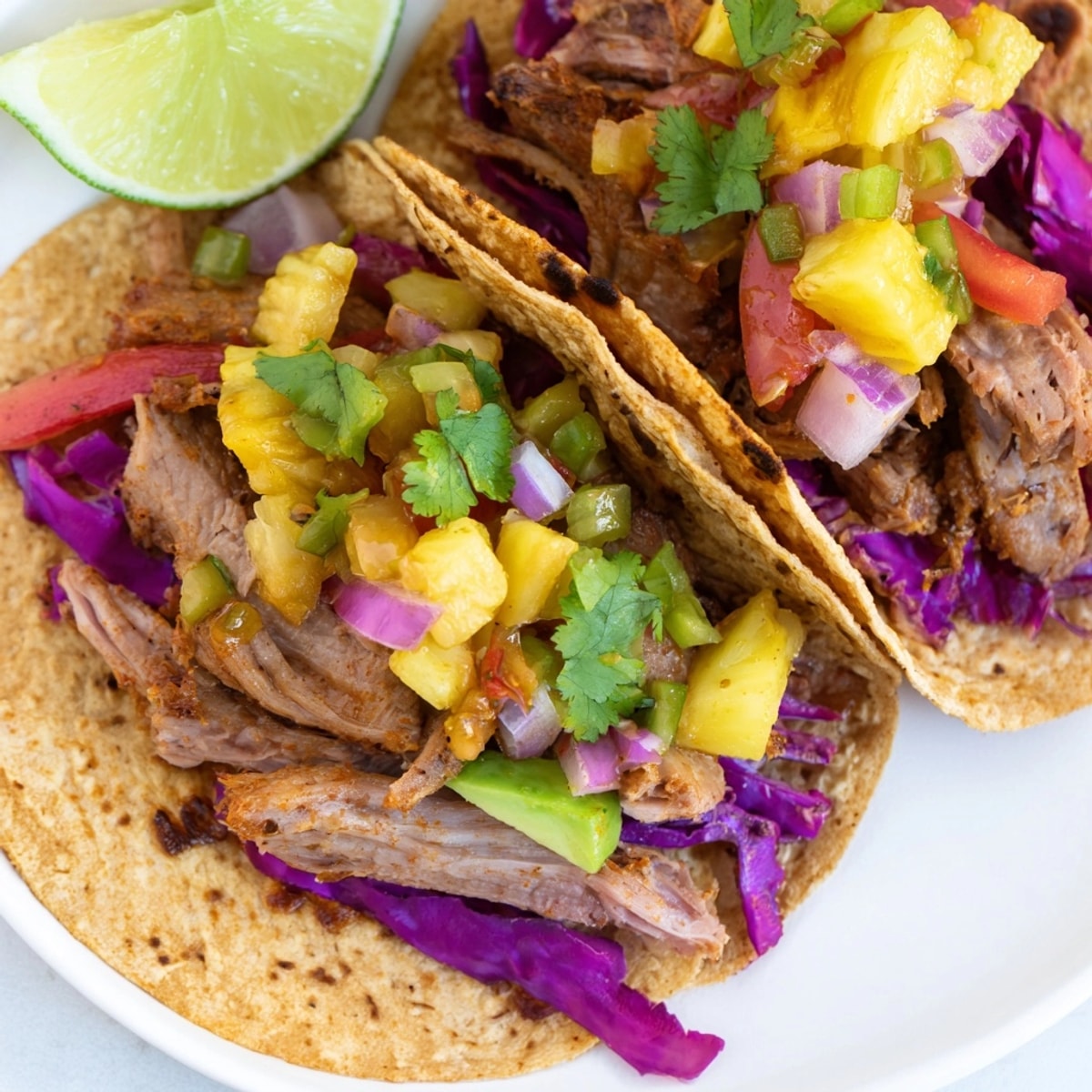 Savory and bright Sweet &amp; Spicy Pineapple Pork Tacos, a flavorful and easy weeknight meal.