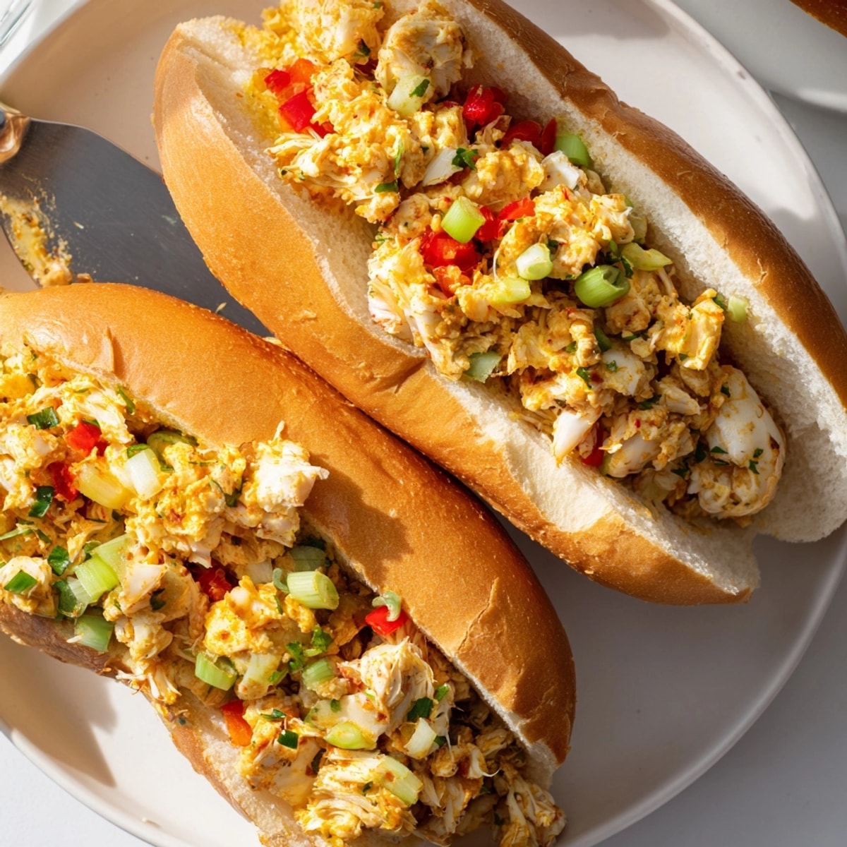 Savory Cajun Crab &amp; Cornbread Stuffed Rolls, bursting with flavor, ready for baking.