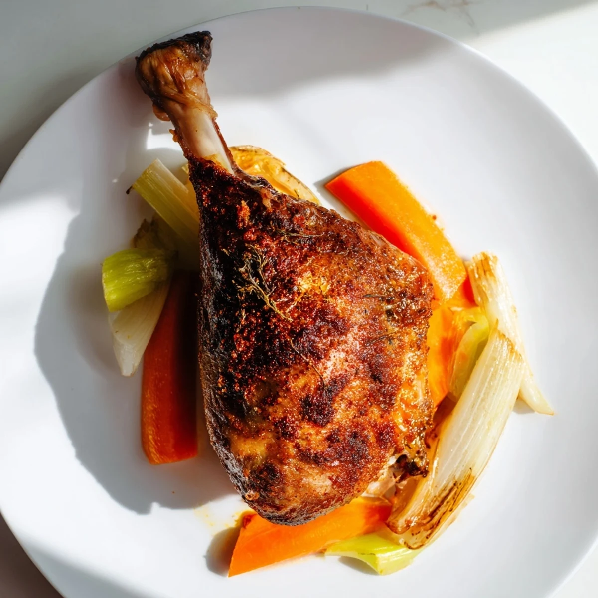 Up close shot of succulent slow roasted turkey legs, offering crispy skin and tender, flavorful meat.