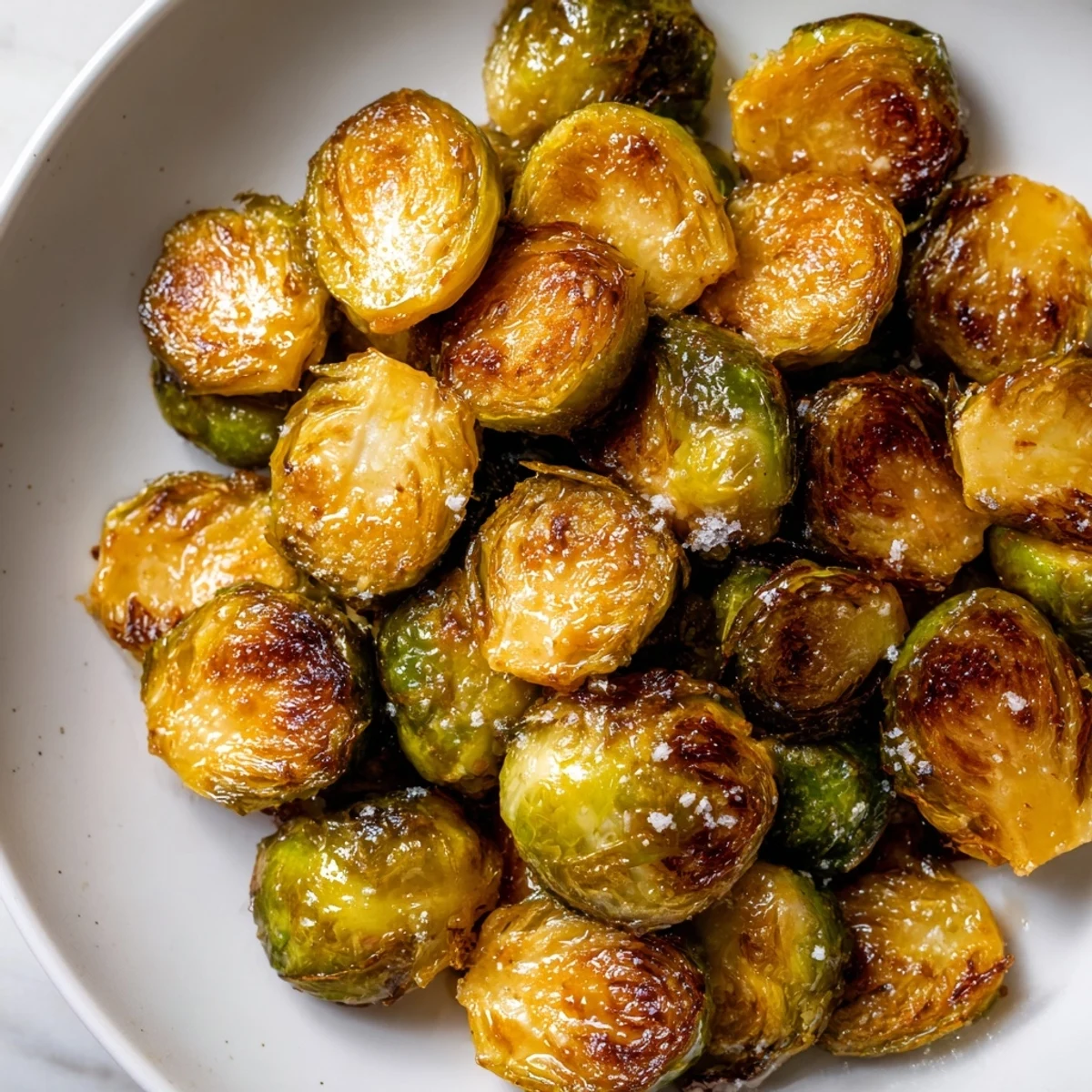 Golden-brown Crispy Brussels Sprouts with honey, a sweet and savory, perfectly textured side dish.
