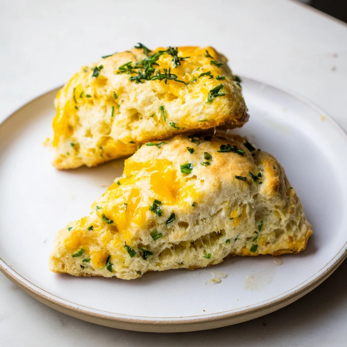 Fluffy, cheesy savory scones, with herbs, are perfect for brunch or alongside a warm soup.
