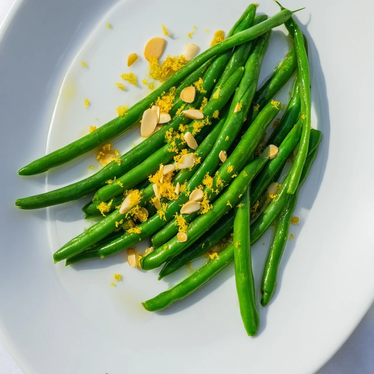Sautéed Lemon Garlic Green Beans glistening, ready to serve as a vibrant and healthy side.