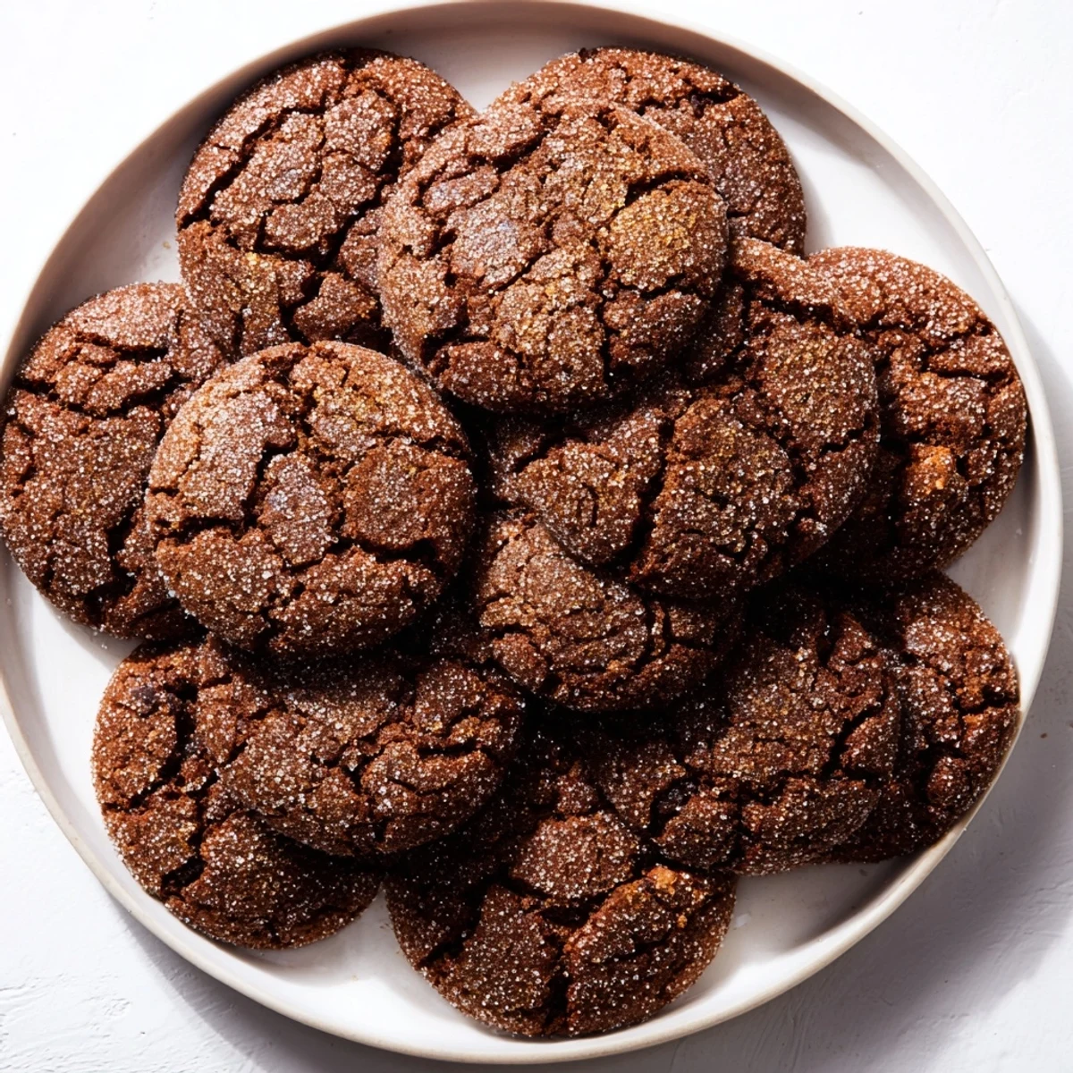 Warm, inviting image of freshly baked Spiced Molasses Cookies, coated in glistening sugar, perfect dessert.
