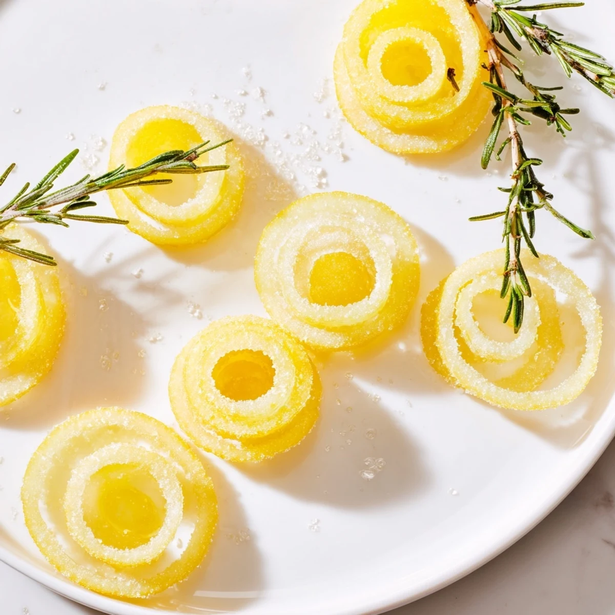 A close-up of a lemon garnish: colorful slices and twists enhance the flavor and presentation.