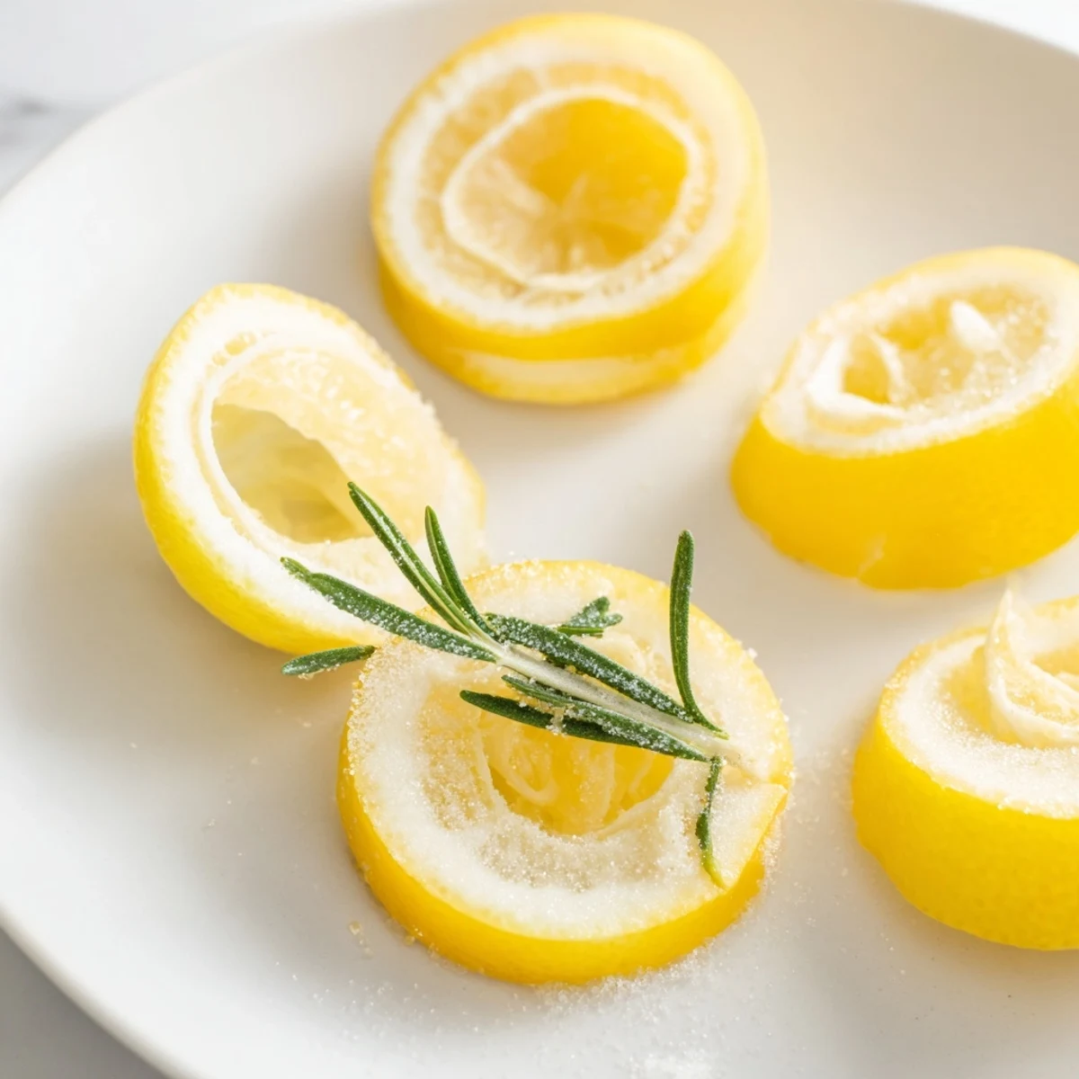Freshly cut lemon garnish displayed, perfect for cocktails and adding zest to any dish.