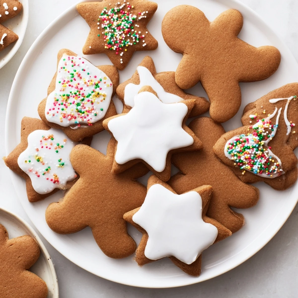 Golden-brown gingerbread cutout cookies, showcasing intricate designs, perfect for the holiday season.
