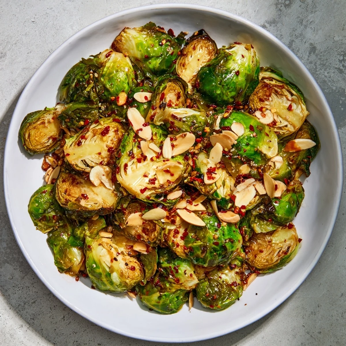 A close-up view of roasted Brussels sprouts with honey, glazed perfectly for a balanced sweet and savory taste.