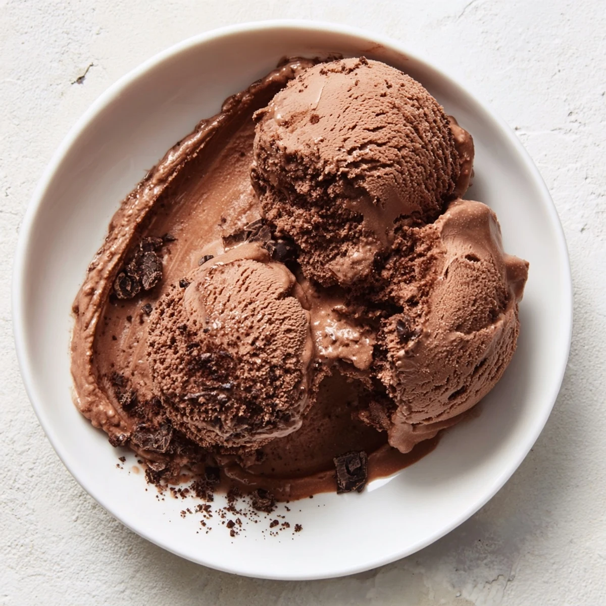 Silky, decadent homemade chocolate ice cream, ideal in a cone or drizzled with hot fudge.