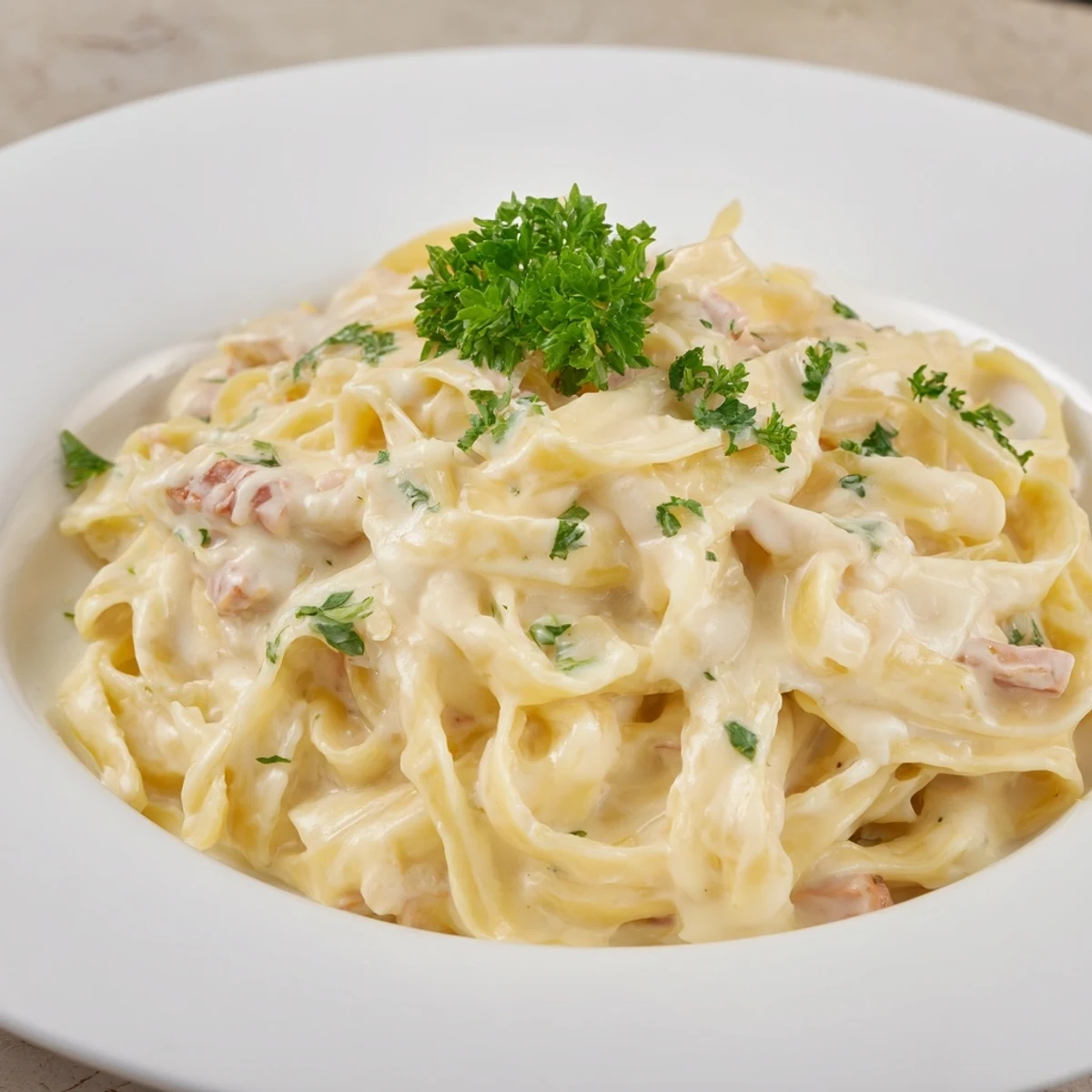 Homemade creamy pasta sauce, rich and cheesy, perfect for a cozy, satisfying Italian dinner.