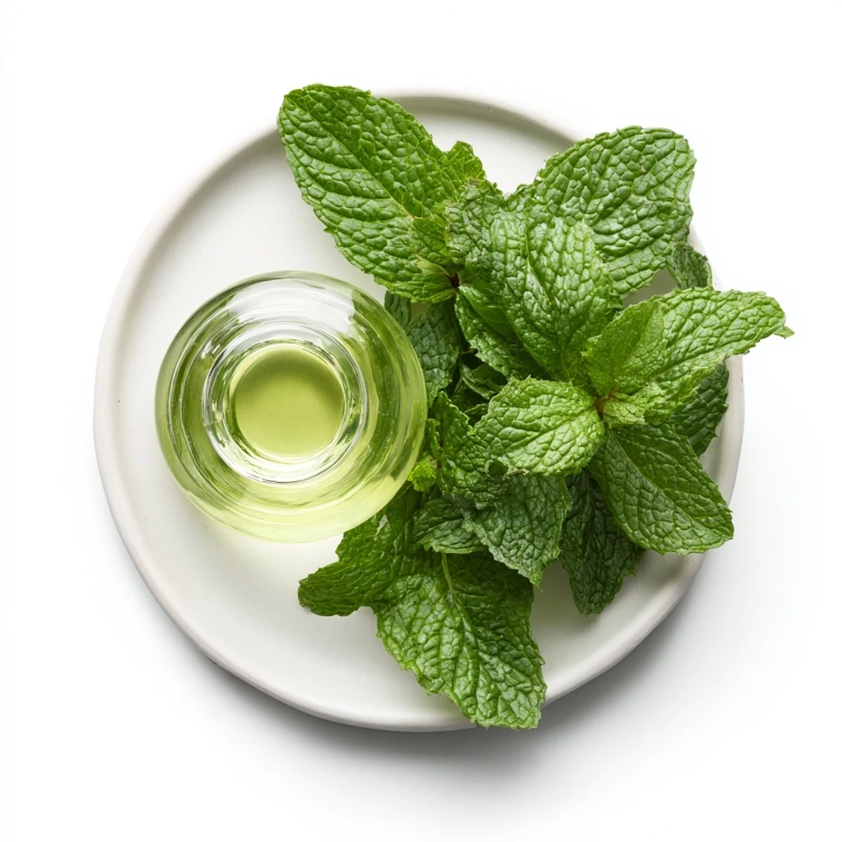 A close-up shot of freshly made peppermint extract, a vibrant infused flavor for baking.