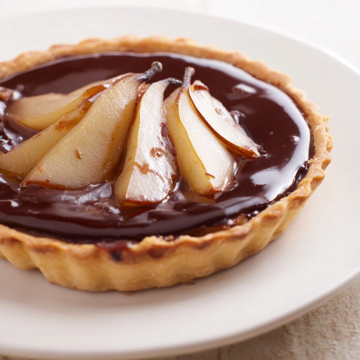 Warm Pear Chocolate Tart