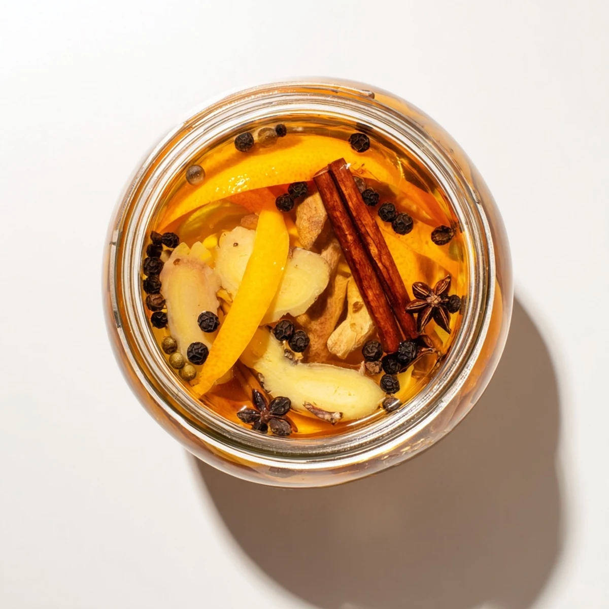 Photo of a bottled spiced cider vinegar, ideal for a bright, flavorful vinaigrette or glaze.