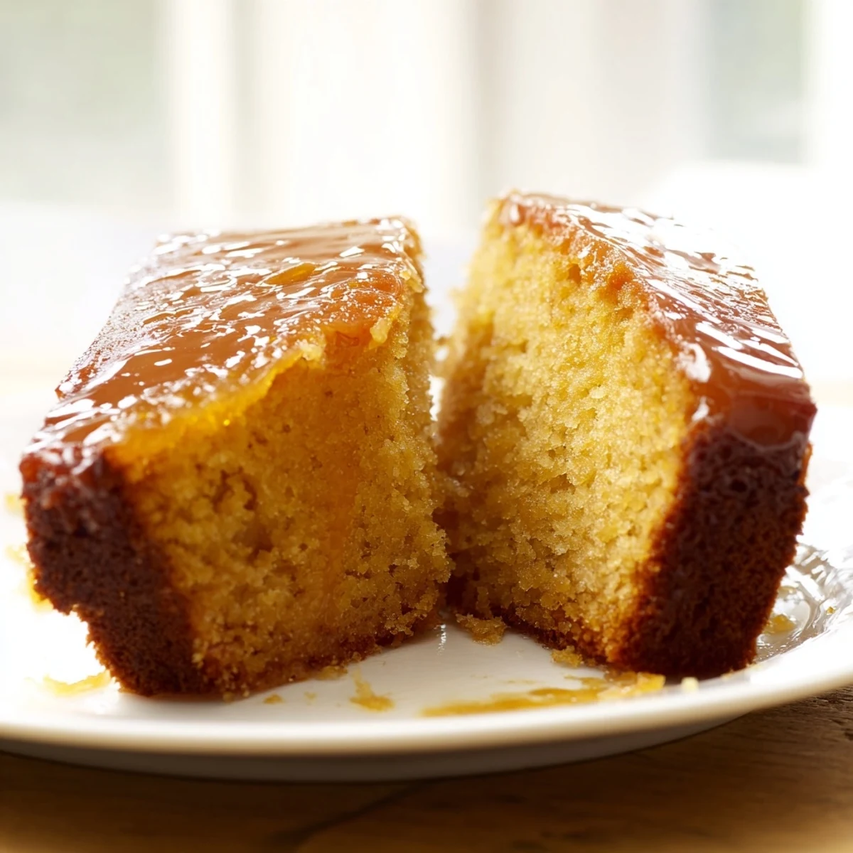 Golden Syrup Cake, a warm, golden loaf, sliced with hints of ginger and a moist crumb.