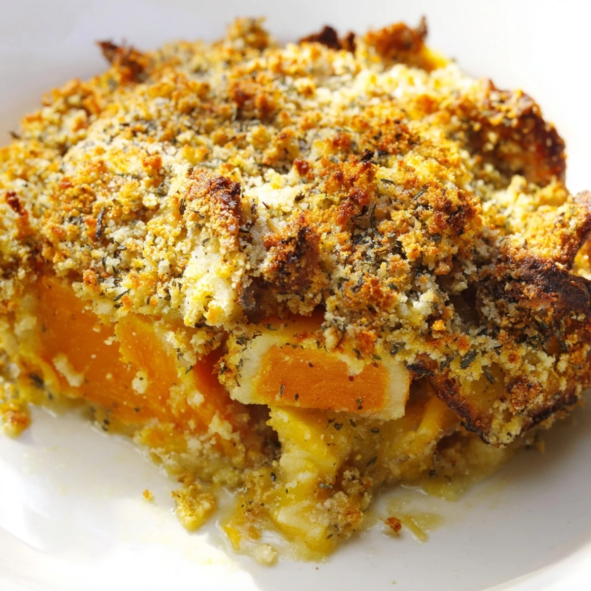 Golden-baked Winter Vegetable Gratin with Gruyere cheese, a gluten-free side dish with bubbly cheese topping and tender root vegetables.