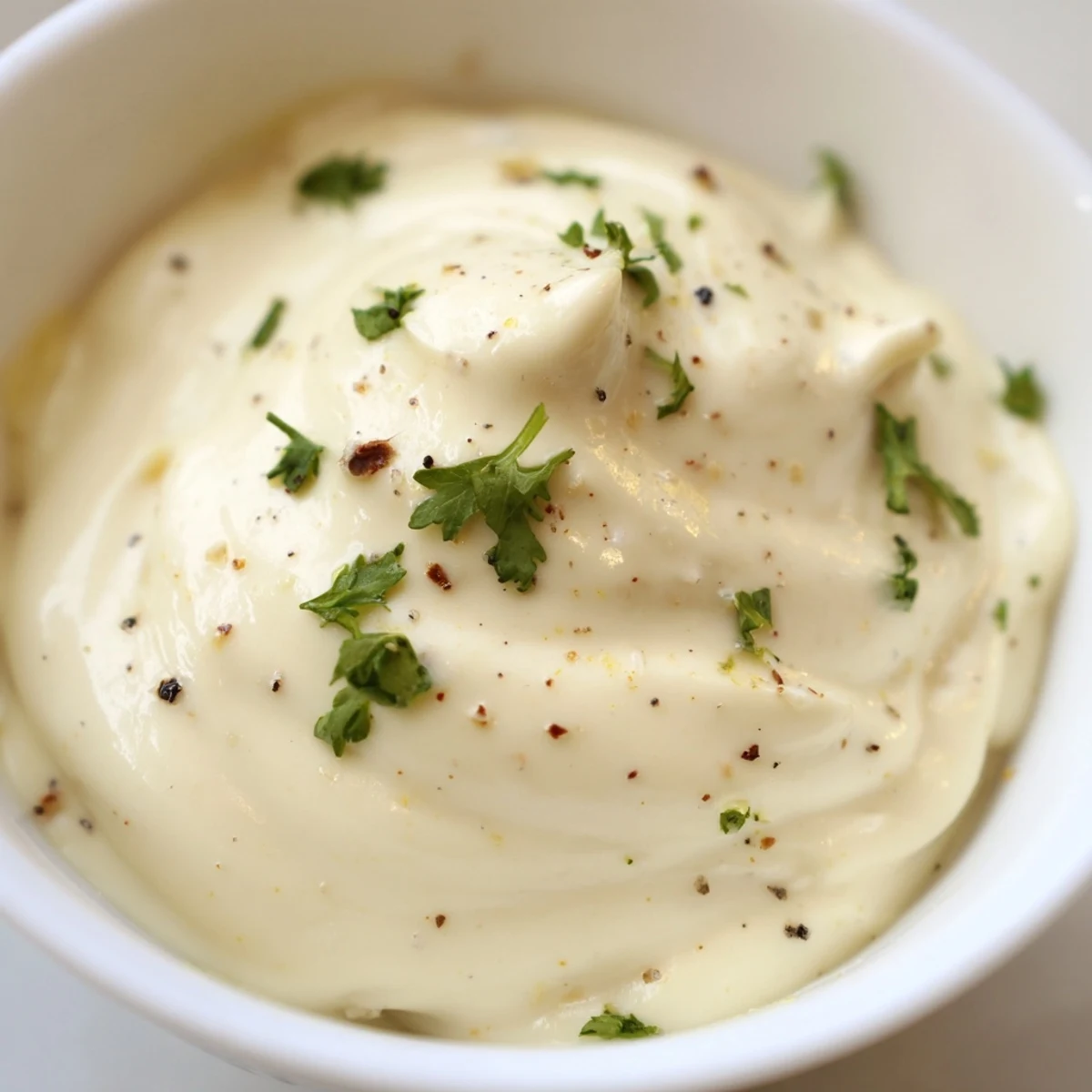 Garlic Mayo Sauce drizzled over grilled chicken and asparagus, adding a creamy, zesty flavor to the summer dinner plate.