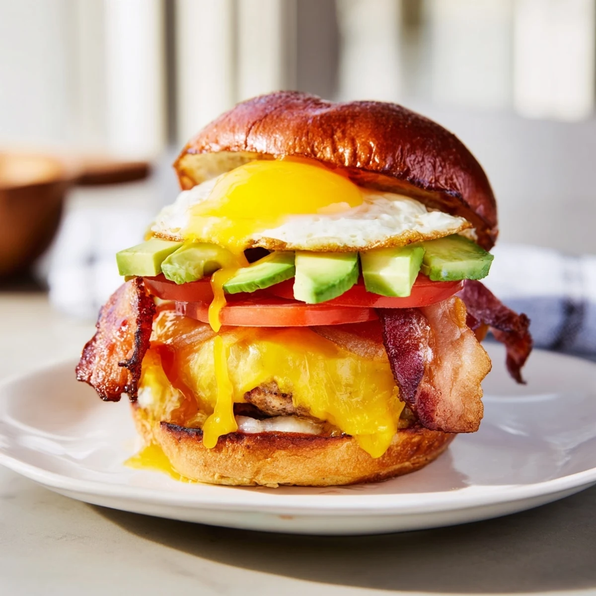 Freshly cooked Turkey Brunch Burger patties sizzling in a skillet with melted cheddar cheese melting over them.