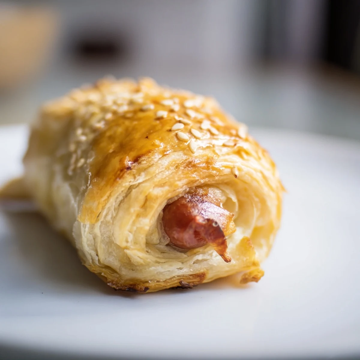 Halal beef cocktail sausages wrapped in puff pastry, served as classic Super Bowl Pigs in a Blanket.