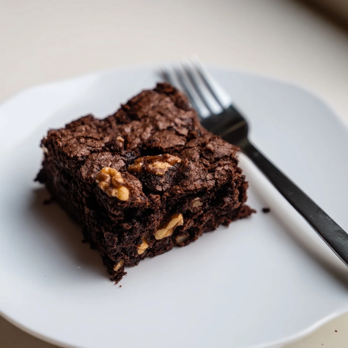 Warm, gooey chocolate brownies with walnuts are lifted from the pan using parchment paper.  
