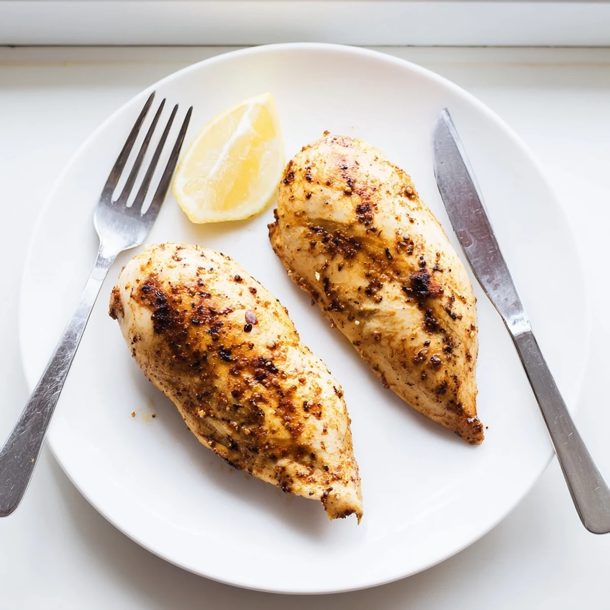 Perfectly baked spinach and feta stuffed chicken breast with golden brown edges and fresh parsley garnish.