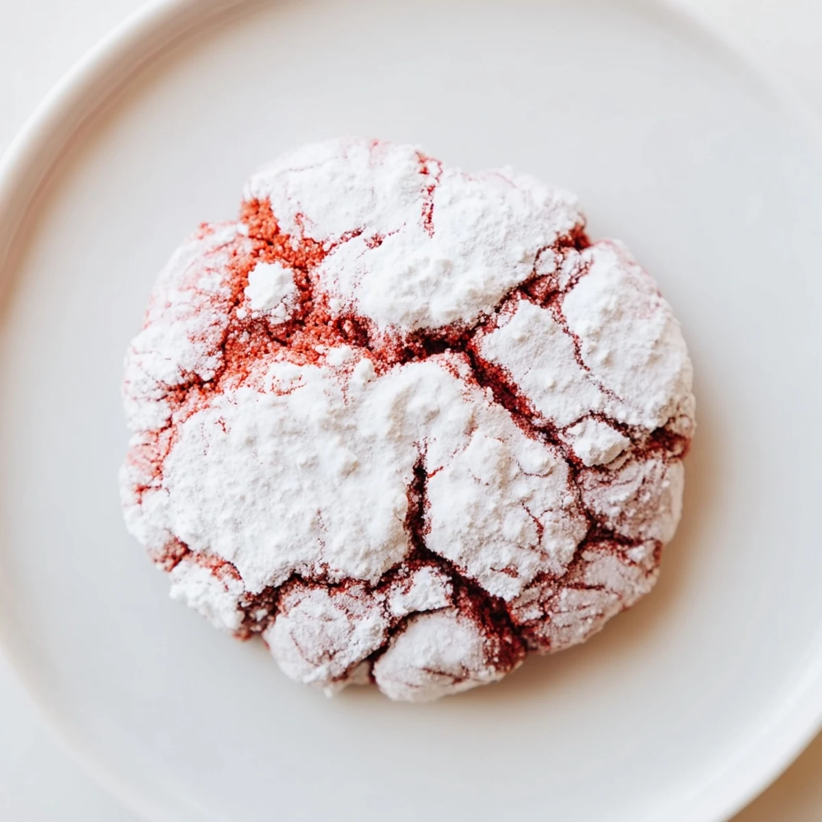 Perfectly baked Red Velvet Crinkle Cookies, rolled in powdered sugar, ready for holiday parties or a sweet afternoon treat.  