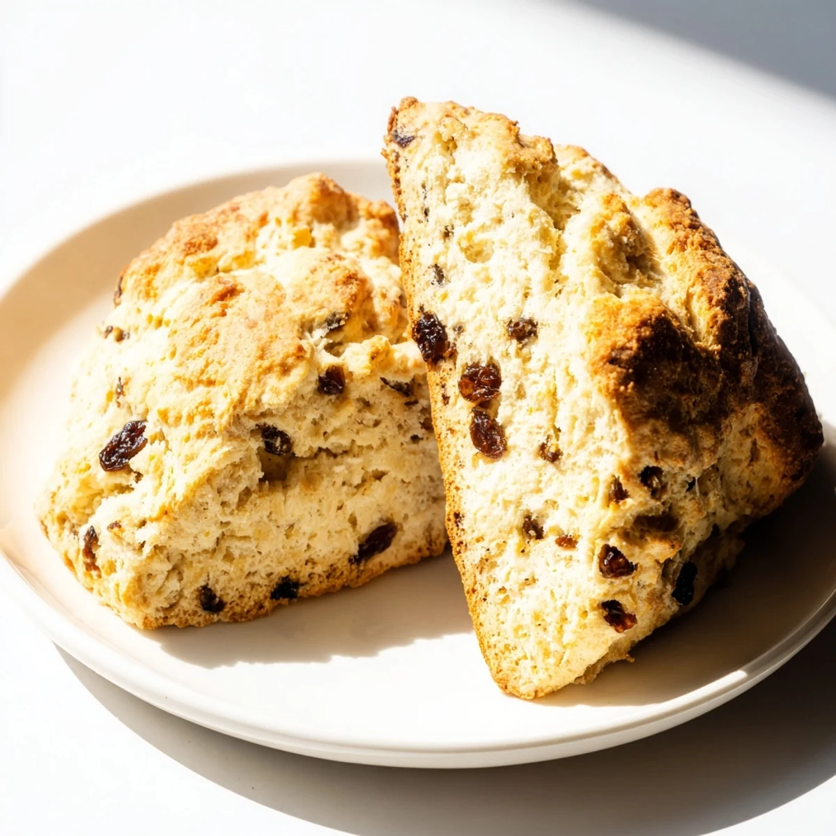 Freshly baked Irish Soda Bread Scones with golden crusts and crumbly interiors, served warm with butter and jam.