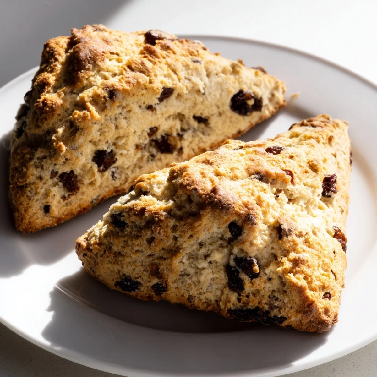 Rustic Irish Soda Bread Scones on a baking sheet, brushed with buttermilk for shine, perfect for breakfast or tea.