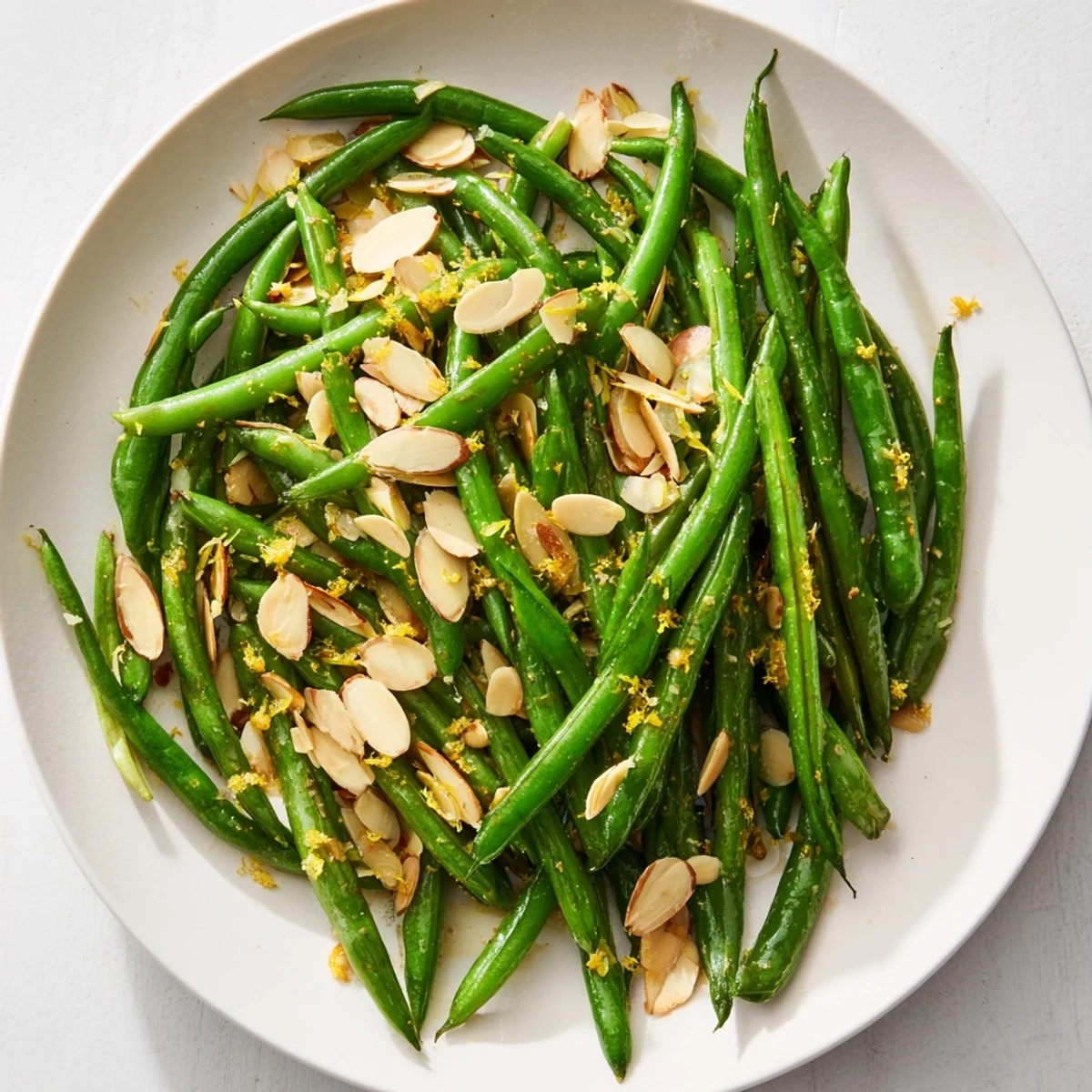 Fresh Green Beans with Toasted Almonds and Lemon serve as a vibrant side.