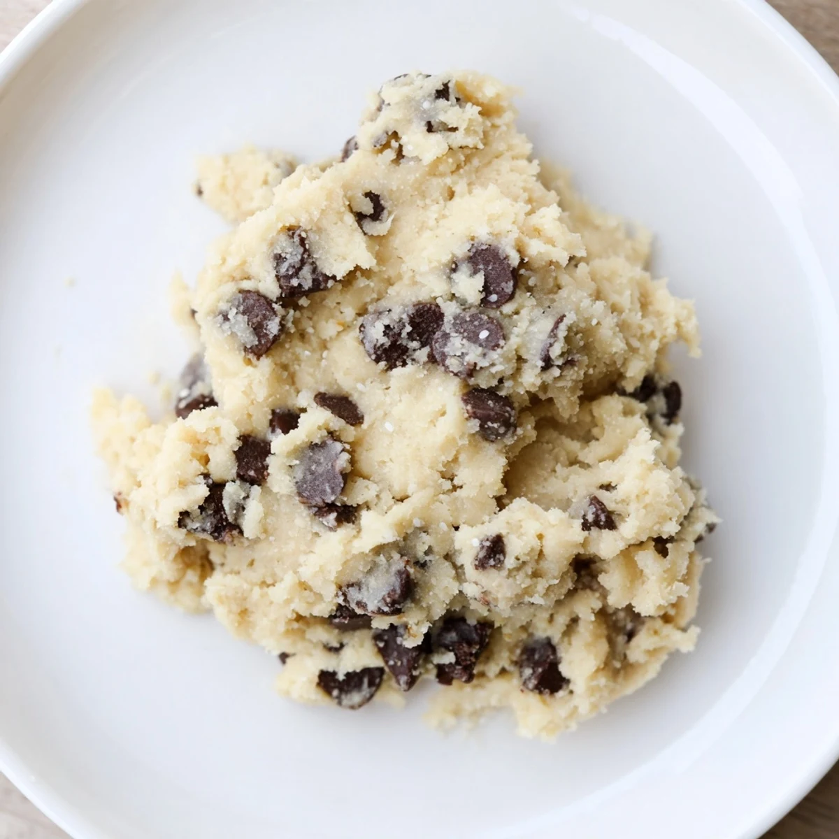 A serving suggestion of Edible Keto Cookie Dough shows a spoonful of the low-carb dessert in a small bowl.