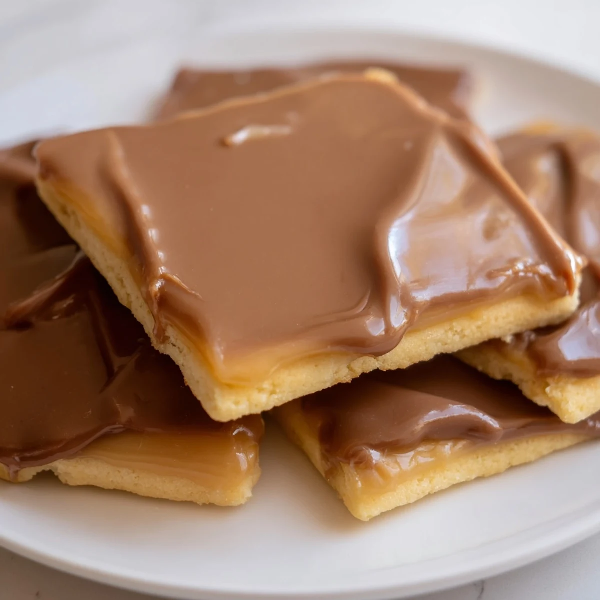 Plate of Twix Cookies with golden edges, perfect for a festive gathering or sweet indulgence.