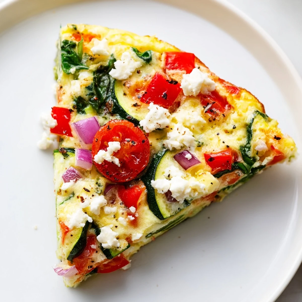 Golden Veggie Air Fryer Frittata served warm on a plate with a side of crusty bread.
