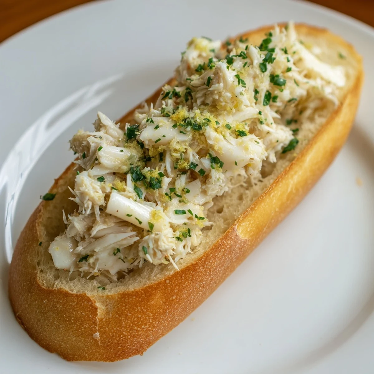 Elegant appetizer spread featuring Garlic Butter Crab Toasts on a rustic board, ready to serve with extra lemon for bright flavor.