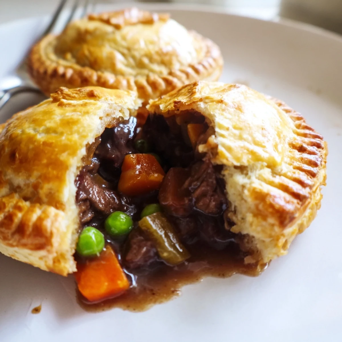 Golden flaky Irish Beef and Guinness hand pies with rich savory meat filling