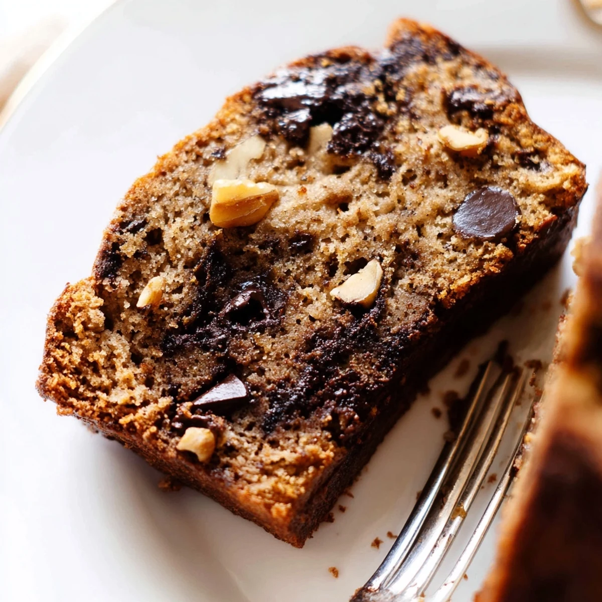 Freshly baked chocolate chip banana bread cooling on wire rack with golden crust and scattered chocolate chips