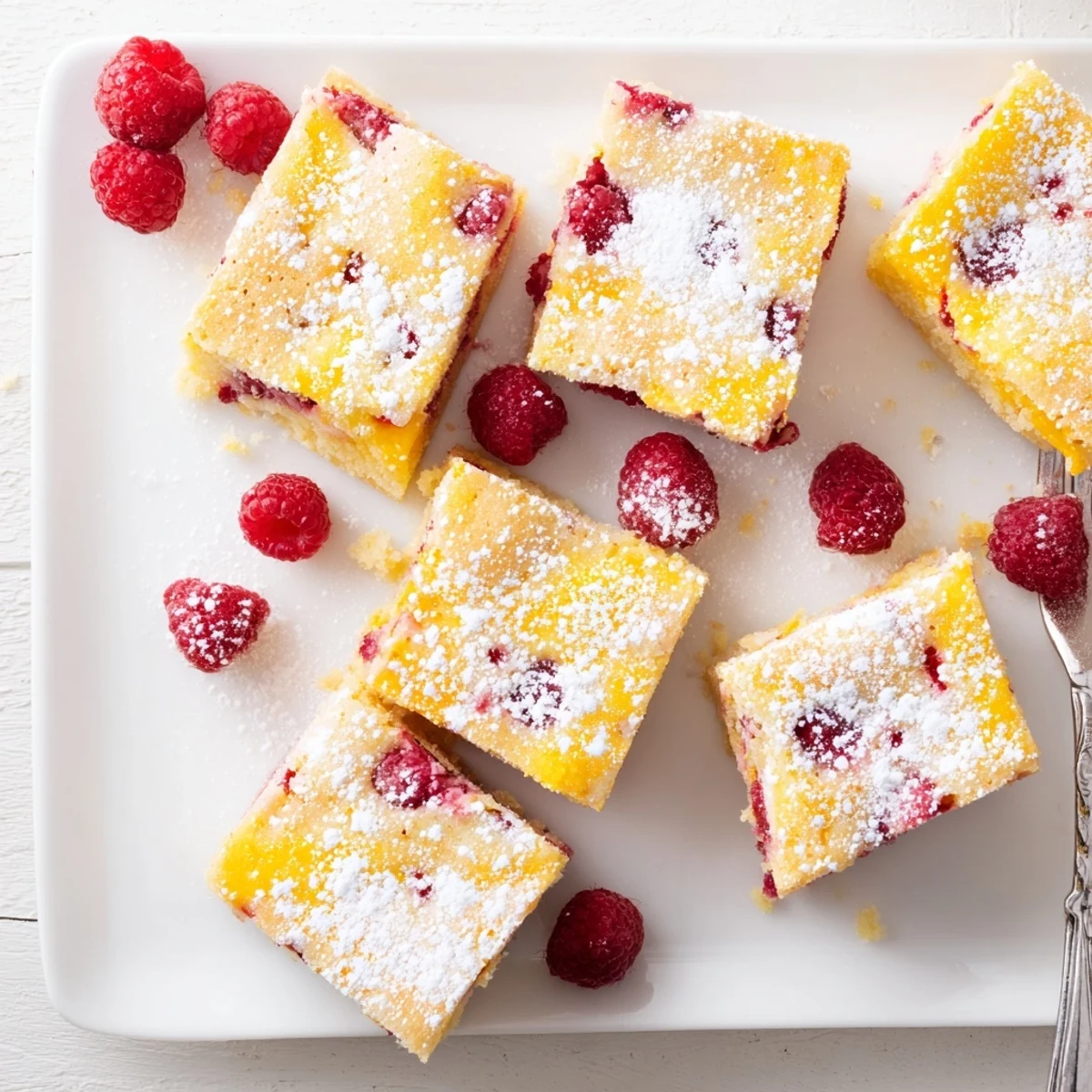 Homemade Raspberry Lemonade Bars featuring bright pink lemon raspberry filling over golden baked shortbread crust