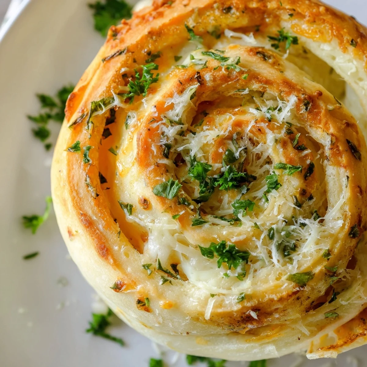 Soft fluffy homemade garlic cheese rolls brushed with butter and sprinkled with parsley