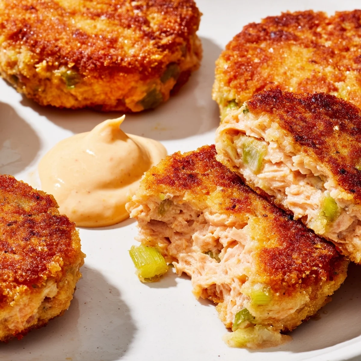 Crispy fried Southern salmon croquettes arranged on a rustic wooden board with fresh lemon wedges