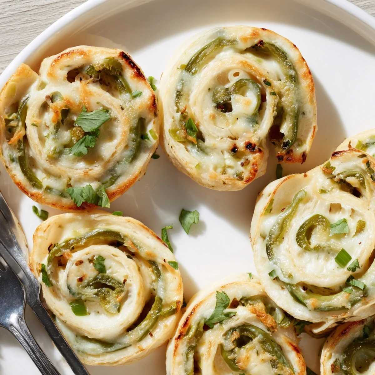 Platter of spiral easy jalapeno popper pinwheels featuring cream cheese filling and red paprika dusting