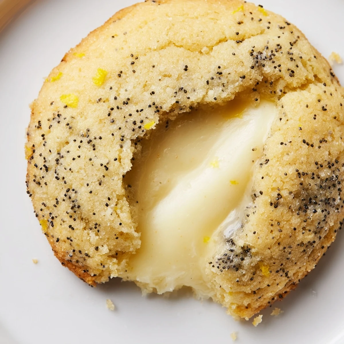 Soft baked lemon poppy seed cheesecake cookies oozing with tangy cream cheese filling
