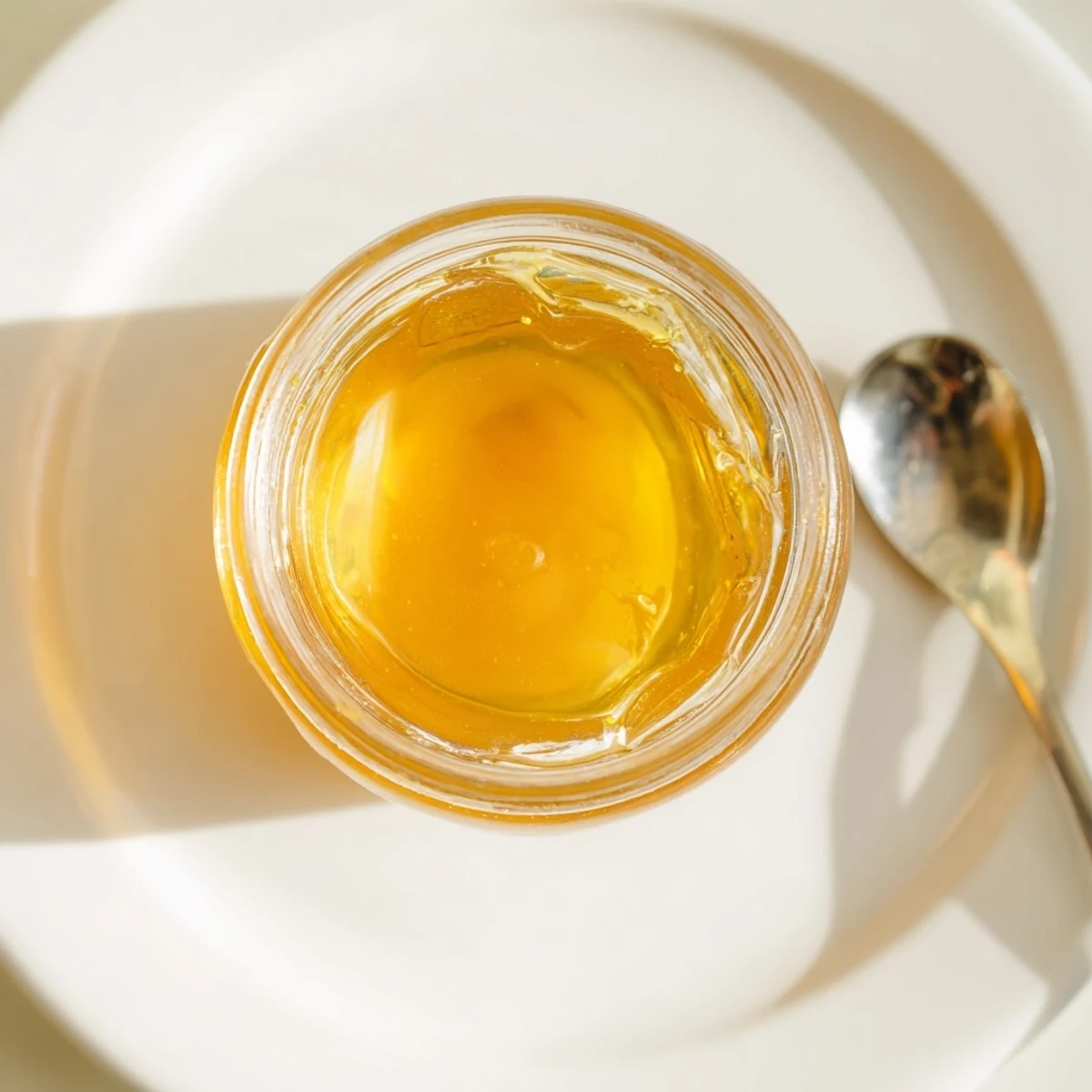 Delicate floral dandelion jelly spooned over yogurt with scattered spring petals