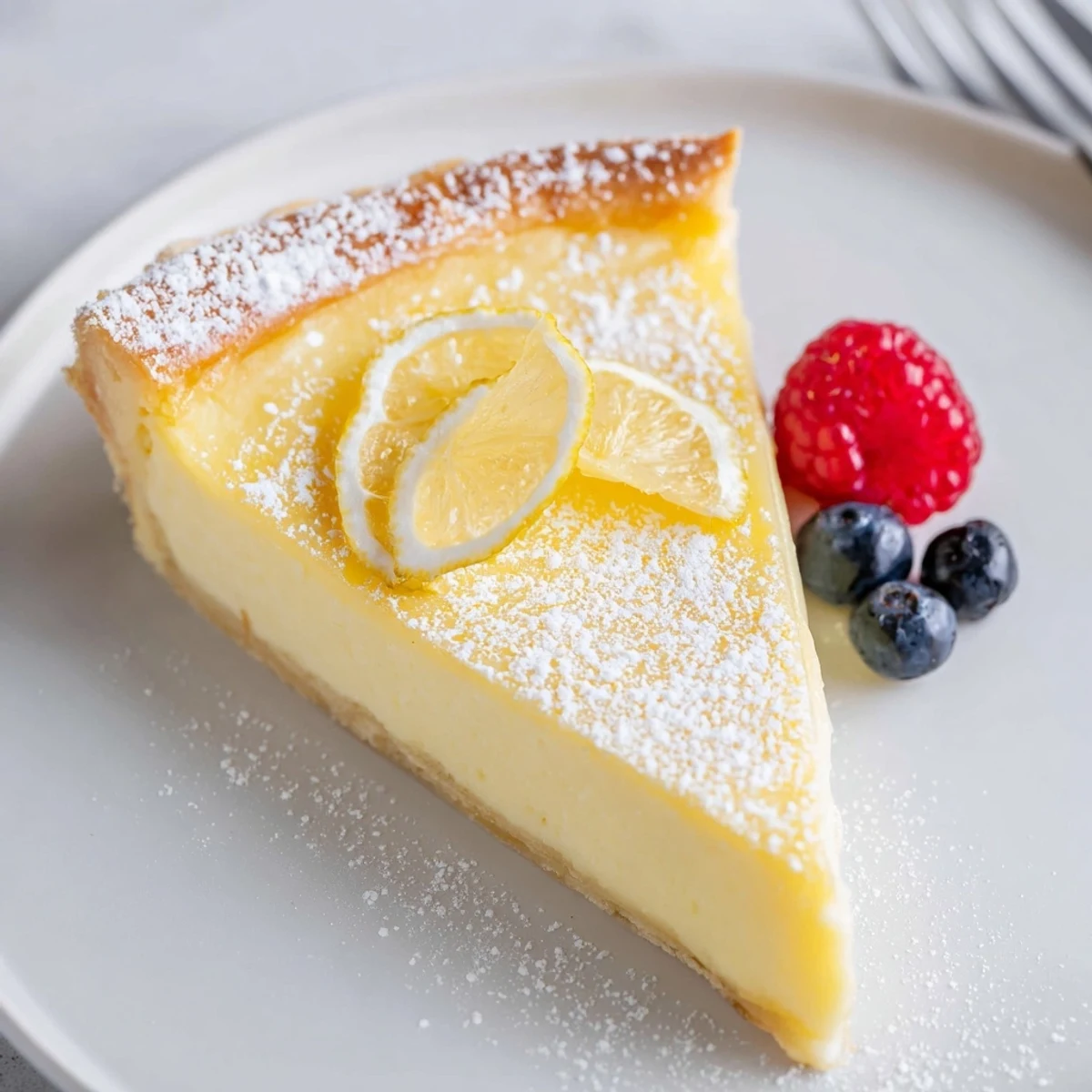 Homemade Creamy Lemon Tart Recipe cooling after baking, smooth tang and zesty aroma