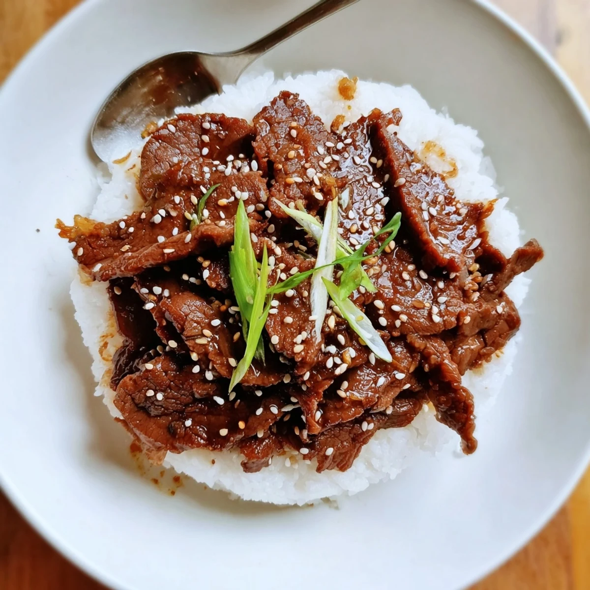 Thinly sliced Korean Beef marinated in soy-ginger sauce, served over rice.