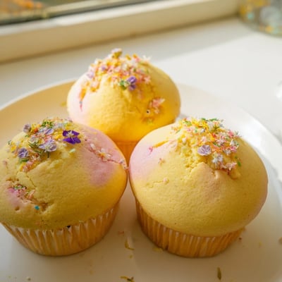 Soft steamed blooming cupcakes split open revealing tender, airy crumbs inside